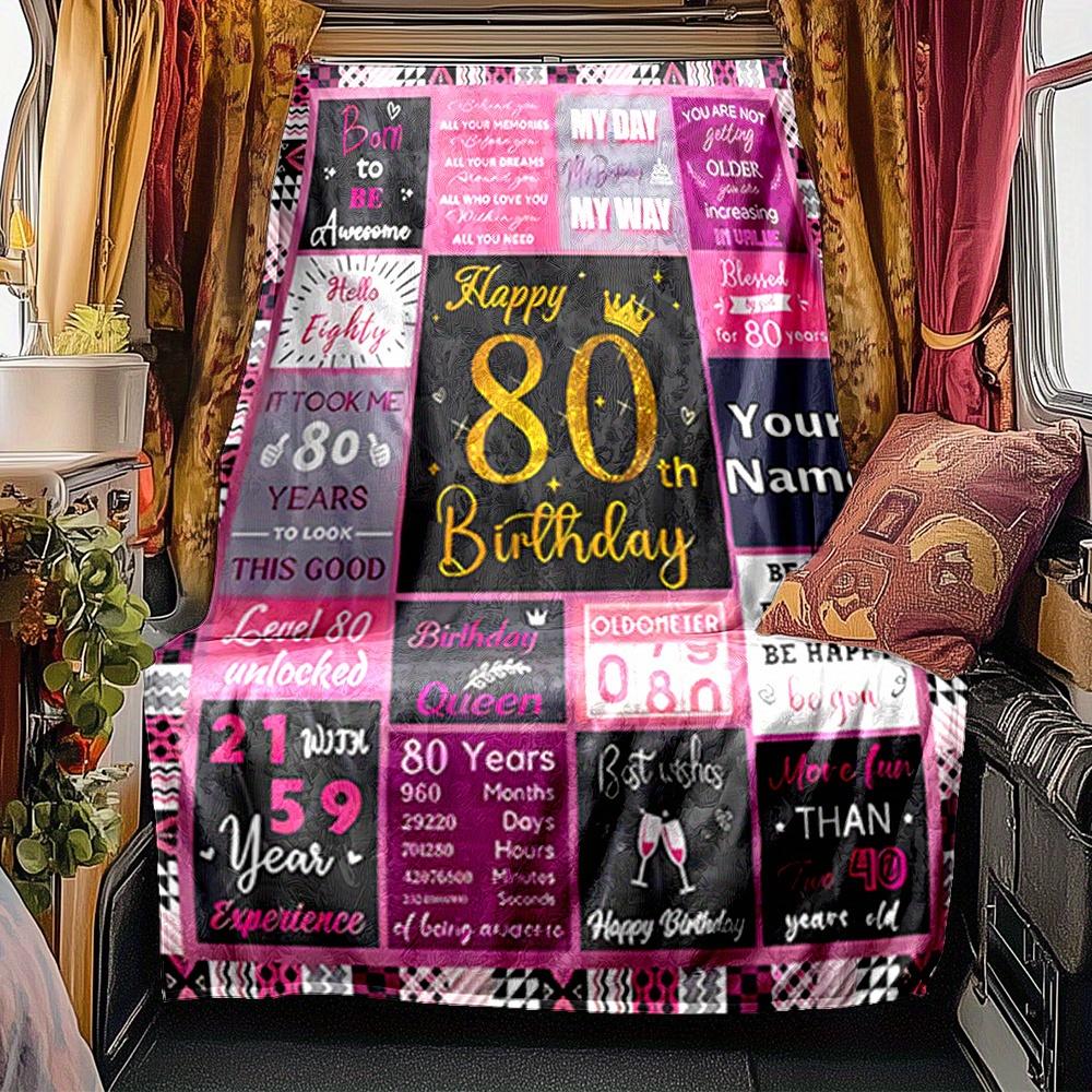 Happy 80Th Birthday To You Blanket Personalized Name Soft Comfortable Stylish Blanket Car Blanket Perfect For Travel Camping Outdoor Home Suitable For