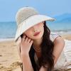 Women's Sun Visor Hat Summer Large Brim Fishing Cap with Bow UV Protection Half Open Top Beach Hat for Hiking Travel