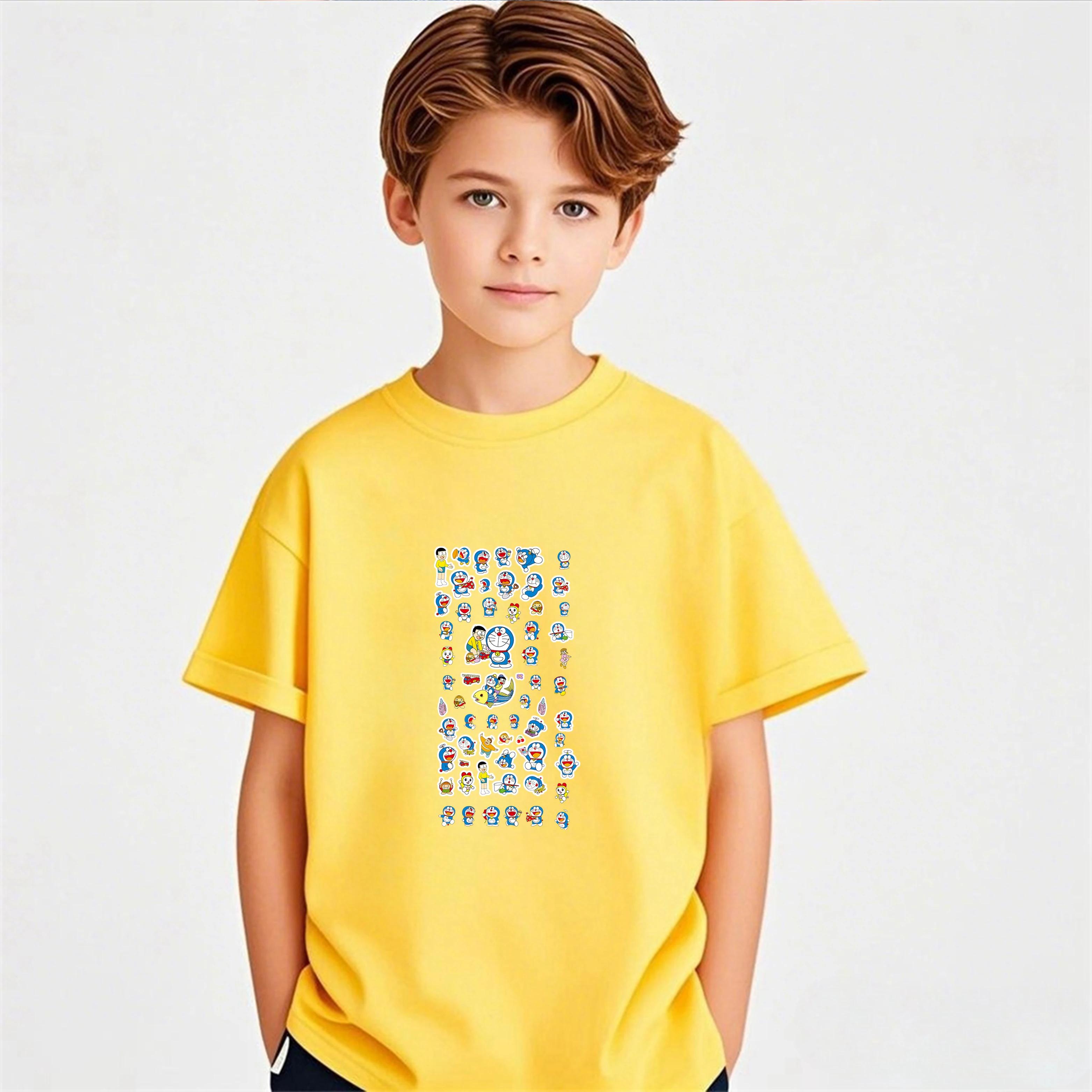 

2026 Street Fashion Doraemon Cartoon Short Sleeve Printed Hot-Selling Top 100