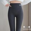 Women's High-Waist Brushed Warm Pants - Autumn Winter Elastic Skinny Fit, Butt-Lifting, Cold Protection Versatile Base Layer.