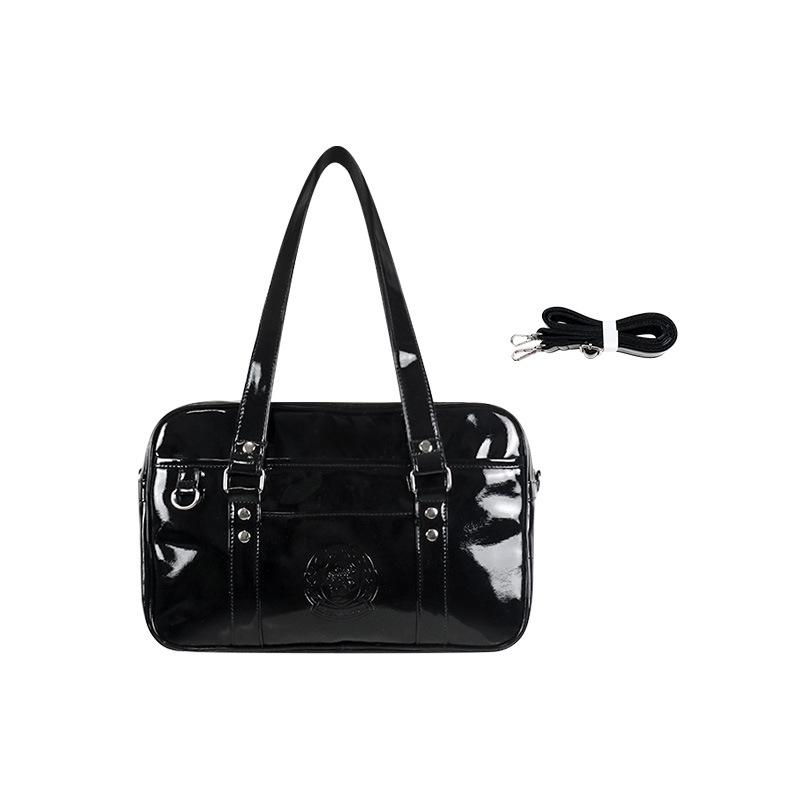 

Japanese JK uniform bag new large-capacity two-dimensional yuan portable college simple commuter bag versatile brown sugar pearl small чорний