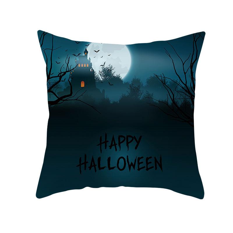 Halloween Theme Horror Pumpkin Bat Print Pattern Cushion Cover Home Living Room Sofa Decoration Square Throw Pillow Cover