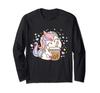 Happy Unicorn Pegasus & Boba Milk Tea Gift Bubble Tea Kawaii Long-Sleeve T-Shirt