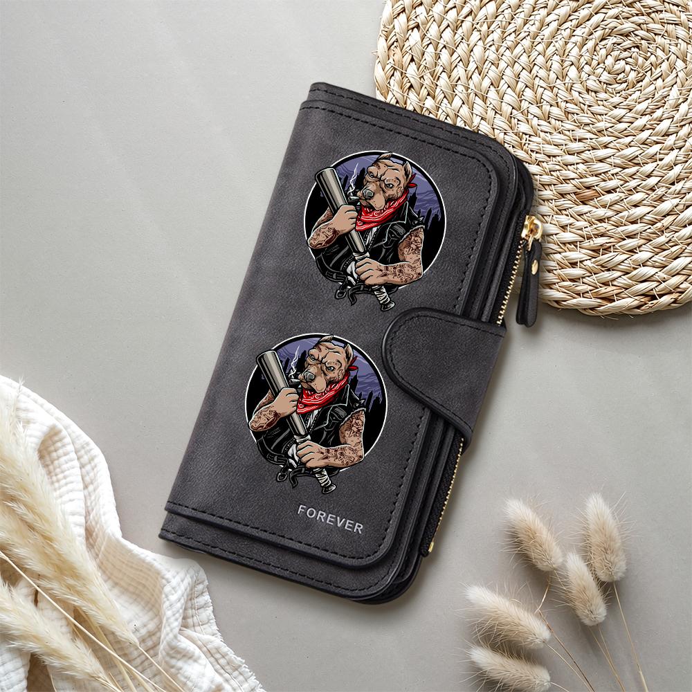 Cool Bully Print Women Long Wallet Multi Card Slot PU Leather Purse Forever Fashion Daily Carry Wallet for Ladies