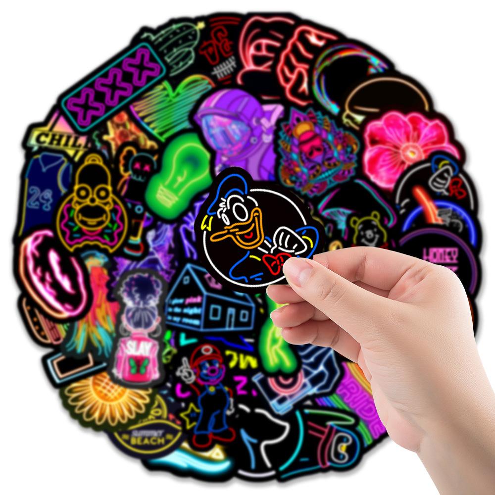 50 Set of Fourth Neon Doodle Stickers Car Mobile Phone Water Cup Decorative Stickers Waterproof