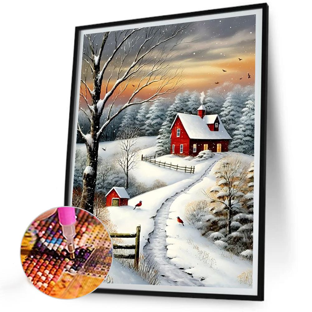 

5D-Diamantgemälde zum Selbermachen runder Bohrer Schnee-Set Heimdekoration Kunst