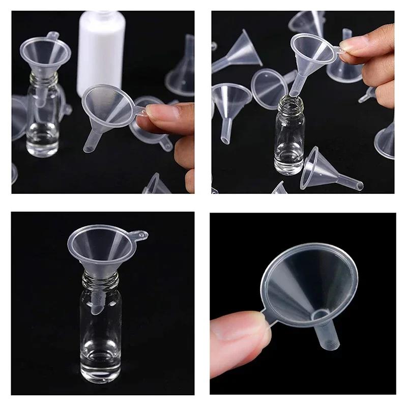 100pcs Small Funnels for Kitchen Mini Liquid Oil Plastic Funnels Kitchen Gadget Empty Bottle Packing Tools Perfume Spice Funnels