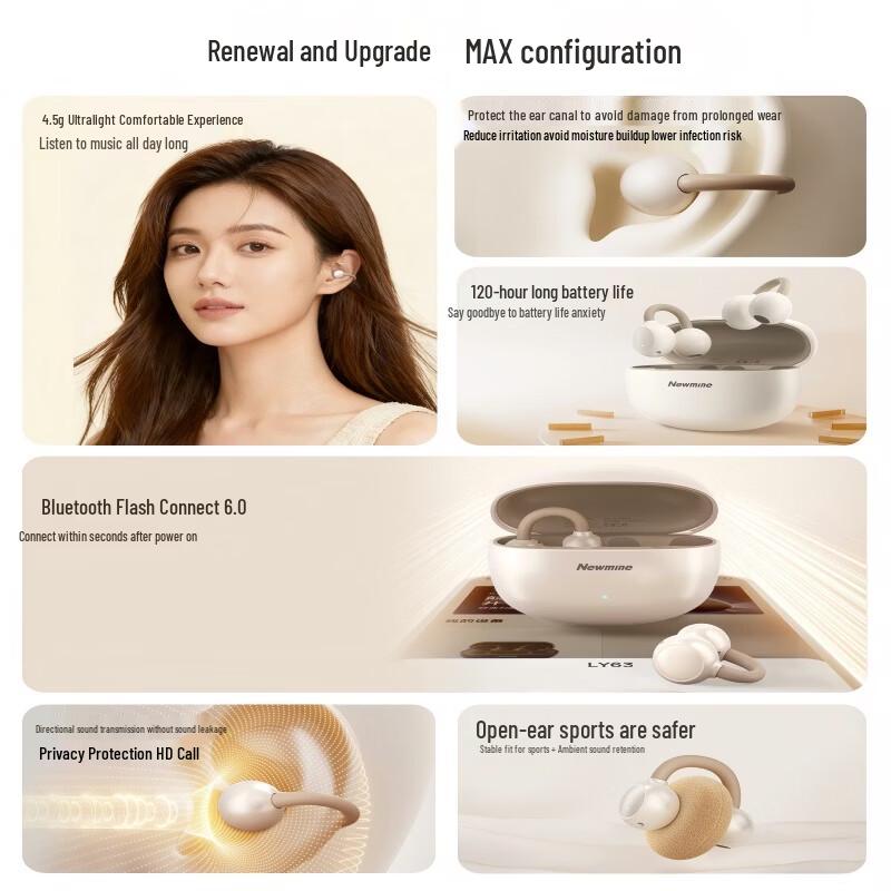 Newmine LY63 Clip-on Open-Ear Bluetooth Sport Earbuds