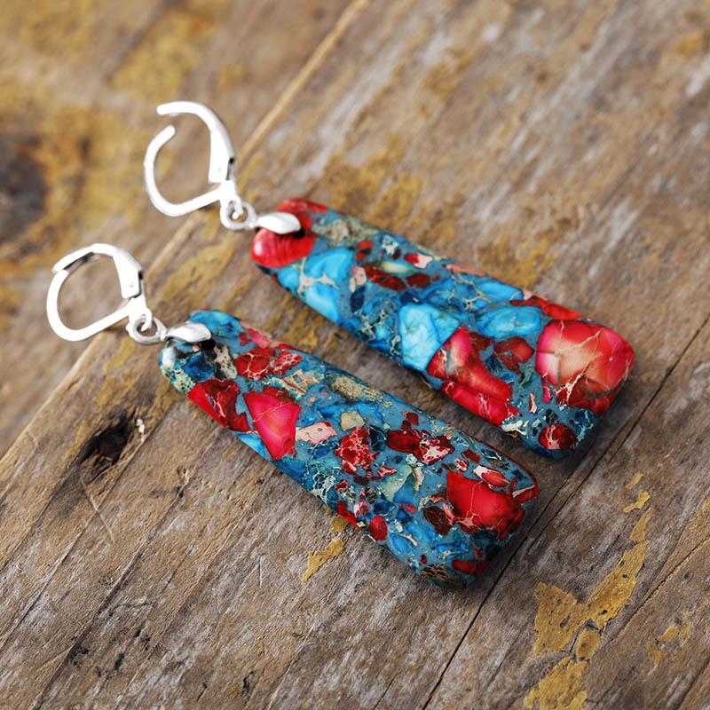 Ethnic Style Natural Stone Emperor Stone Water Drop Earrings Earrings Light Luxury Jewelry Earrings