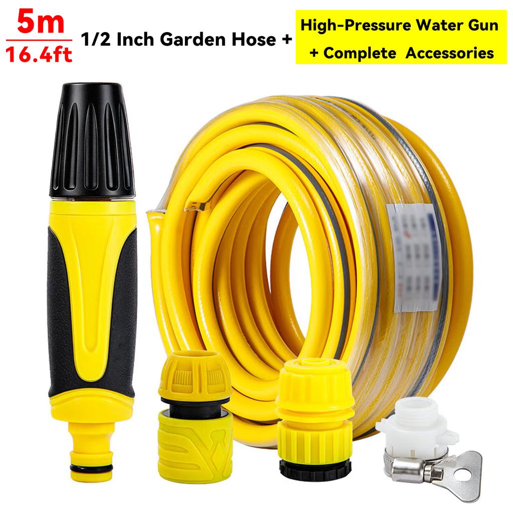 360° Rotatable High-Pressure Water Gun Adjustable Multi-Spray Nozzle with Hose Kit for Garden Watering Car Wash Balcony Cleaning