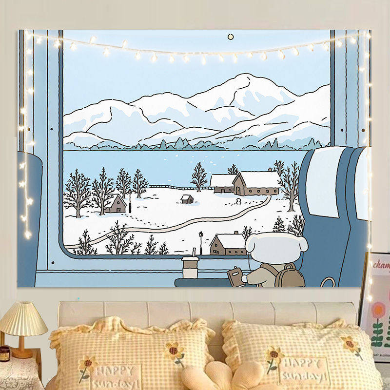 Ins Fresh Style Healing Cute Cartoon Wall Tapestry Bedroom Decor Unique Living Room Wall Hanging Art Cloth