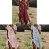 Mittellanges Kleid im Ethno-Stil aus Polyesterstoff mit Blumenprint für den Sommer