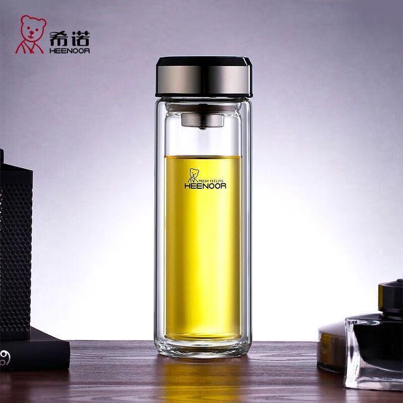 Heenoor Borosilicate Glass Water Bottle with Tea Infuser