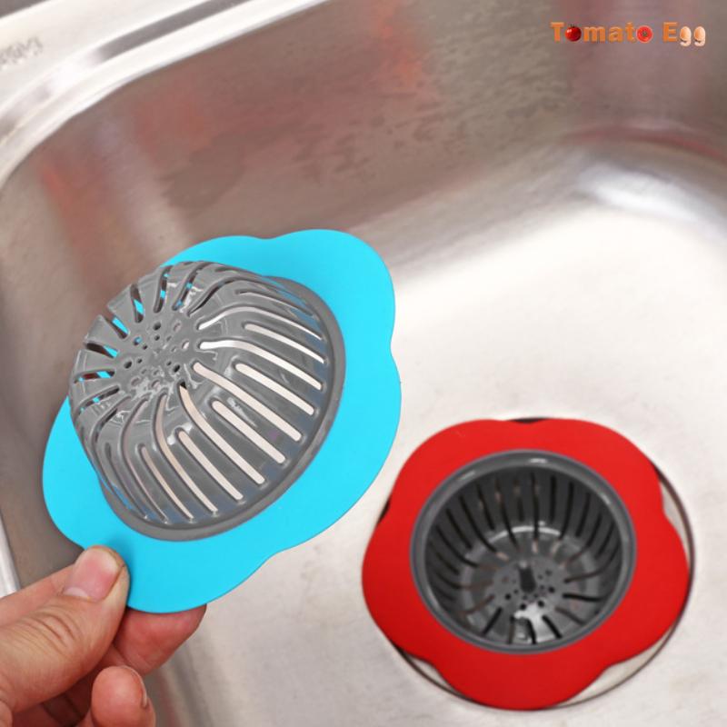 Kitchen Mesh Sink Drain Silicone Strainer Flower Shape Bathroom Drain Hair Filter Fine Hole Drain Trap Waste Screen