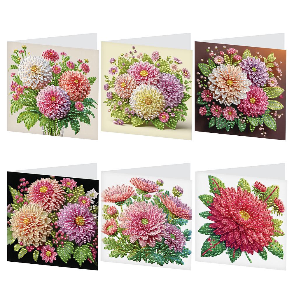 

6Pcs Colorful Pattern Diamond Birthday Blessing Card with Envelope Diamond Mosaic Festival Gift Cards for Friend Family Lover