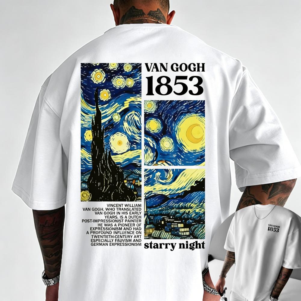 2026 Van Gogh 1853 Gwieździsta Noc Nadruk Graficzny Koszulka T-shirt Vintage Postimpresjonizm Sztuka Codzienny Streetwear Unisex Krótki Rękaw
