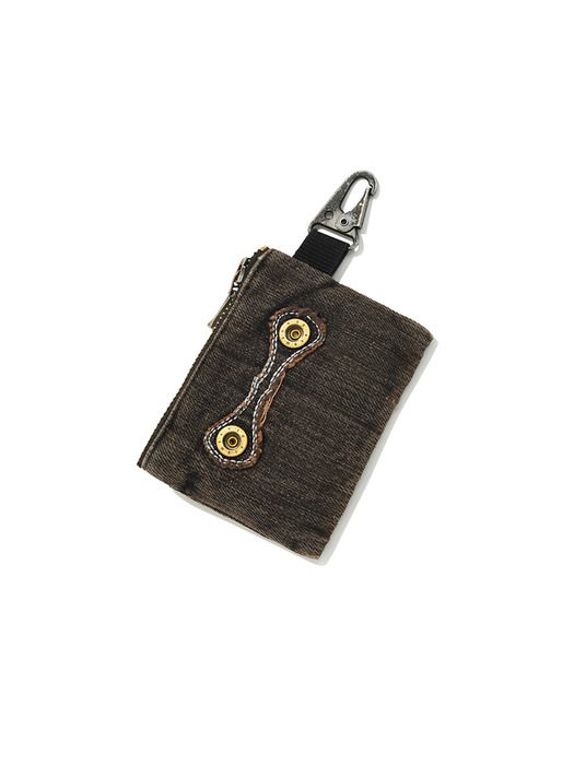 Karactor Patchwork Denim Card Wallet / Vintage Black