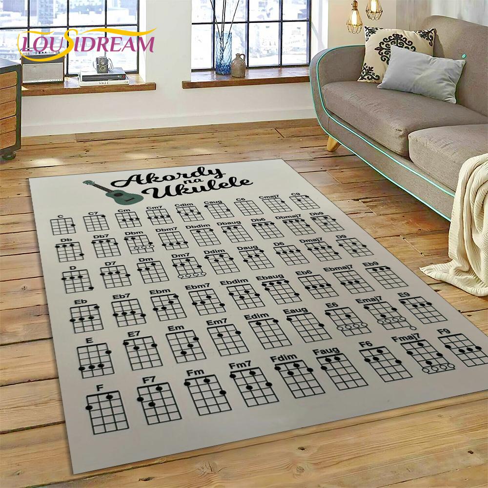 3D Guitar Chords Theory Chart Music Rug Carpet for Living Room Bedroom Home Decor,Floor Mat Non-slip Decoration for Sofa Doormat