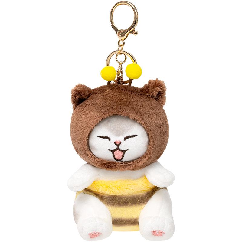 

Mofusand Plush Cat Toy Pendant Cosplay Bee Stuffed Doll Keychain Decor Cartoon Silver Gradient