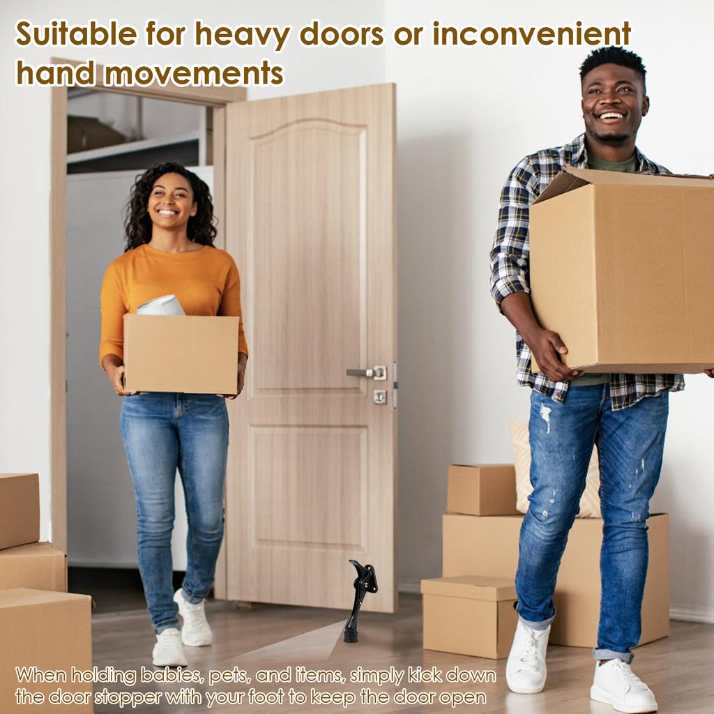 1/2Pcs Zinc Alloy Kickdown Door Stopper 5inch One Touch Adjustable Height Kick Down Doorstop Heavy Duty for The Bottom of Door