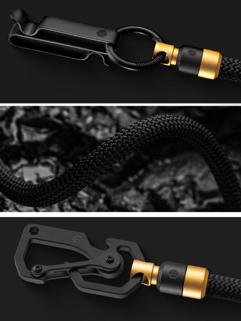 KD02 Wallet Chain Wallet Chain Alloy Carabiner Belt Key Chain Polyester Rope Key Chain Jeans Chain [KeyUnity] Men's [Titanium + + Chain] Men's