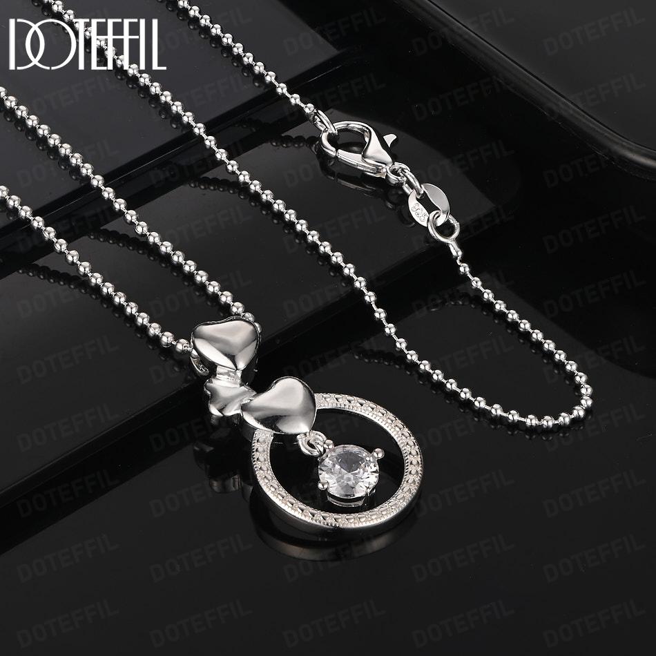 925 Sterling Silver Fashion Jewelry Round AAA Zircon Heart Pendant Necklace