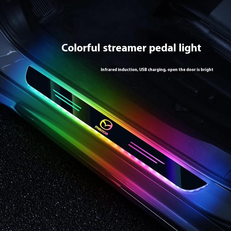 2025 Hot For Mazda 2 3 6 Skyactiv CX-5 CX-30 CX-7 CX-9 BL BM MX-5 Car Wireless LED Welcome Pedal Threshold Light passage Atmosph