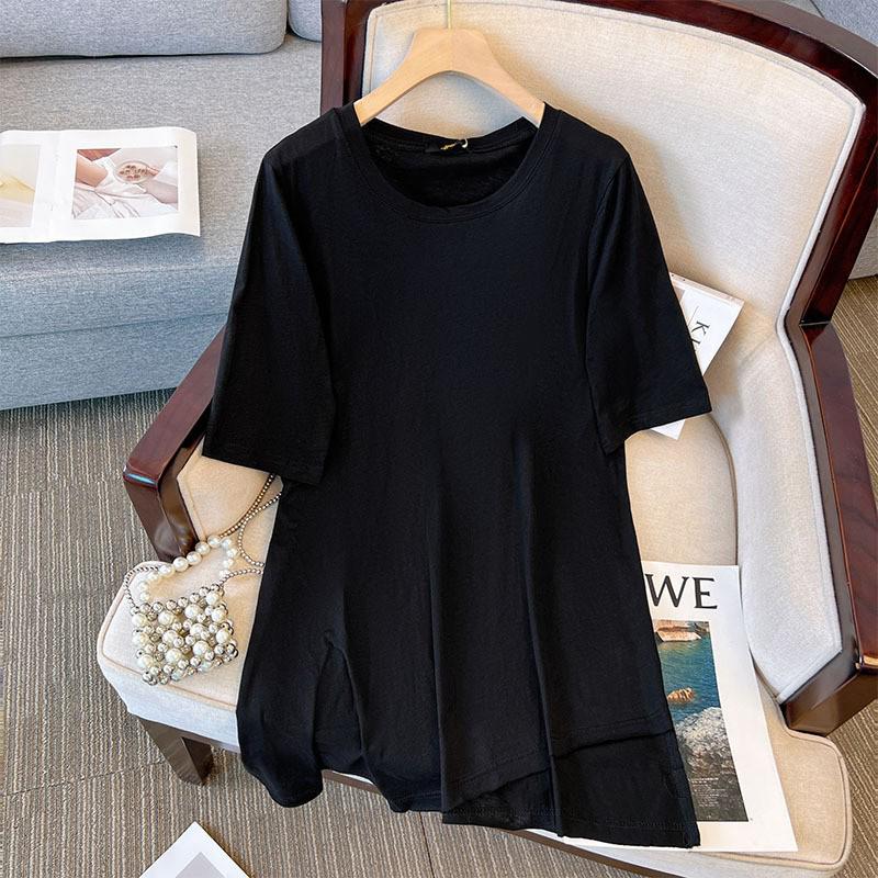 Plus Size Women's Summer T-Shirt Dress 2024 - Short Sleeve, Loose Fit, Mid-Length