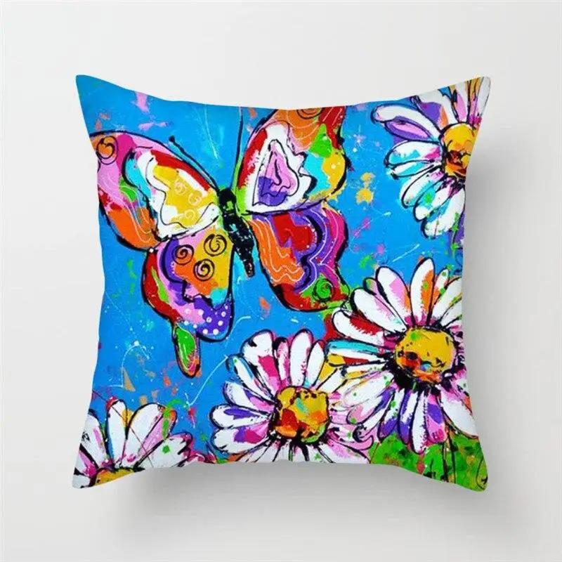 Schmetterling Kissenbezug Sofa Stuhl Tier Blume Kissenbezug Heimdeko Bemalt Umarmen