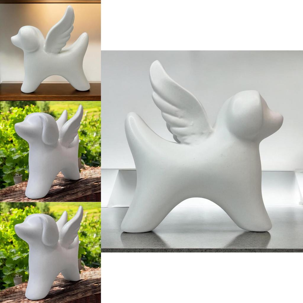 Charming Angel Wings Dog Statue Resin Decorative Art Piece For Home And Garden