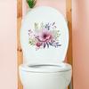 Wandaufkleber mit Aufschrift „Rosa Blumen, grüne Pflanze, Toilette mit Badezimmer, Badezimmer, Heimverschönerung“, 15,2 x 20,3 cm