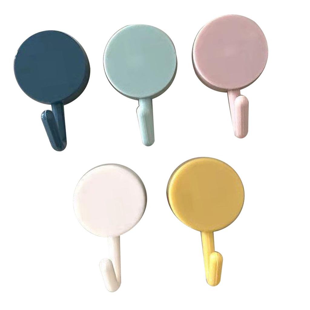 5 stk Veggkroker Runde Stødige Pålitelige Allsidige Stilige Selvklebende Kroker Hengere for Kjøkken Soverom