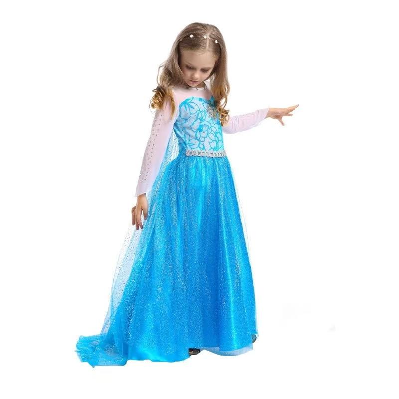 Elsa Frozen Dress and Accessories Set Halloween Cosplay Christmas Carnival 110-120cm Blue