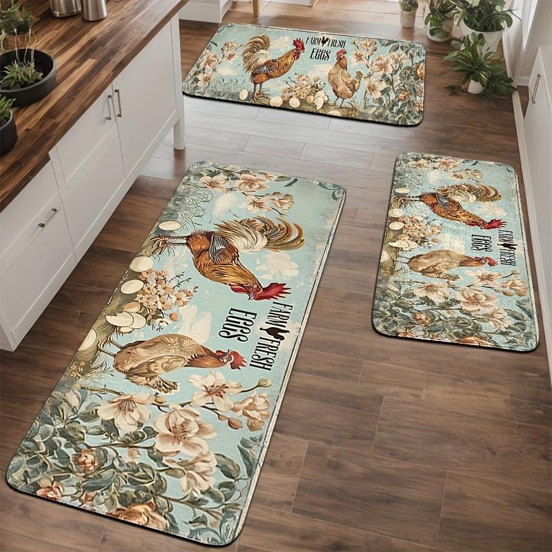 1 Stuk Anti-Vermoeidheid Keukenmatten Boerse Haan Bloemenprint Waterdicht Antislip Dik Gekussend Keukenmat Zwaar Uitvoering Comfort Staande Mat voor Keuken