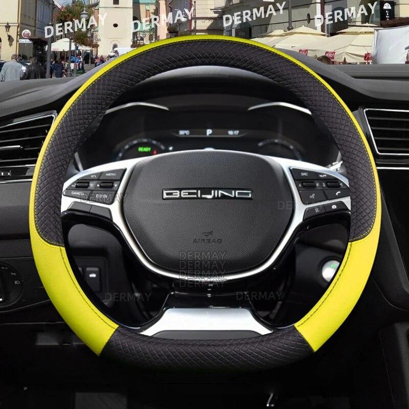 

Для BAIC Bejing BJ30 BJ40 BJ60 BJ80 BJ90 X5 X7 EU5 EU7 U5 U7 D50 D60 X25 Автомобильный чехол на руль из искусственной кожи, автоаксессуары D shape Yellow