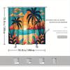 Tropical Beach Sunset Shower Curtain, Palm Tree & Ocean Print, Retro Cartoon Style, Polyester,All-Season Bath Decor