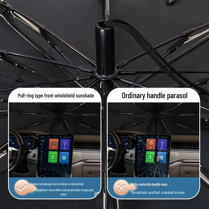 Car Front Windshield Pull-Out Sunshade Umbrella – Heat Insulation & Sun Protection