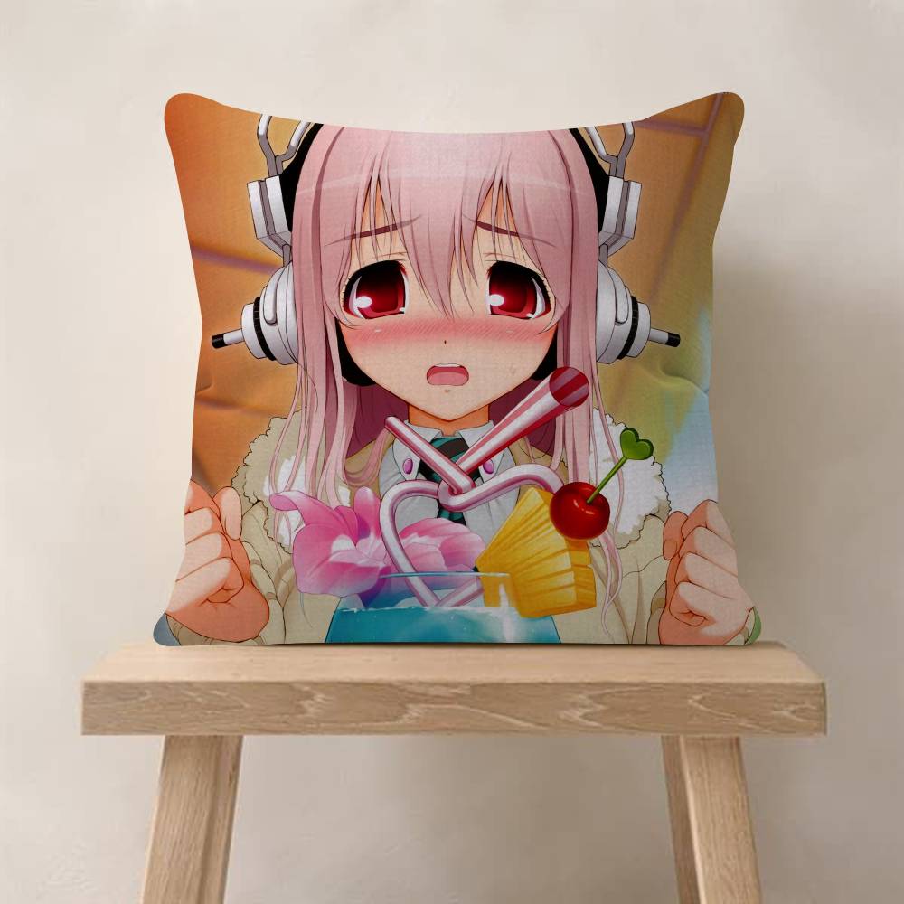 Beautiful Super SSonico Anime  4545cm Cushion Cover Pillow Cover Decor Pillowcase Home Pillowcase for Couch Pillow