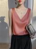 Dámský top camisole ze saténu s výstřihem do V - Bez rukávů, triacetátová základní vrstva na jaro.