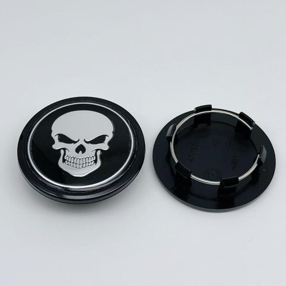4pcs 65mm (48mm I.D) Car Wheel Center Caps With Skull Logo Badge Accessories for Porsche Wheels Hub Lid Rim Hubcap Cover Replace