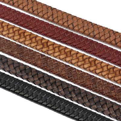 1 Yard High Quality 10 12mm Wide Vintage Genuine Braided Leather Cords Flat Leather Rope for Making Bracelet Craft Jewelry