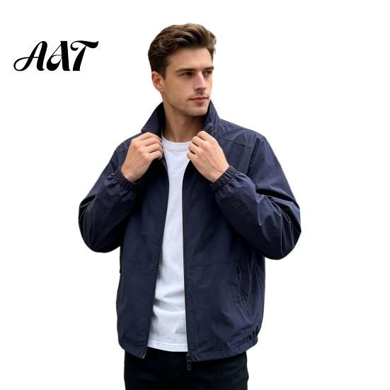 Windproof Athletic Sport Coats Men Windbreaker Jacket, Waterproof Stand Collar Coat, Casual Zip-up Lightweight Transitional Outerwear Jacket