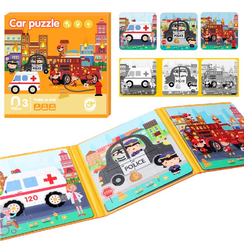 Folding Magnetic Book Puzzle for Children Ages 3-6: Beginner to Advanced Levels (9-42 Pieces)