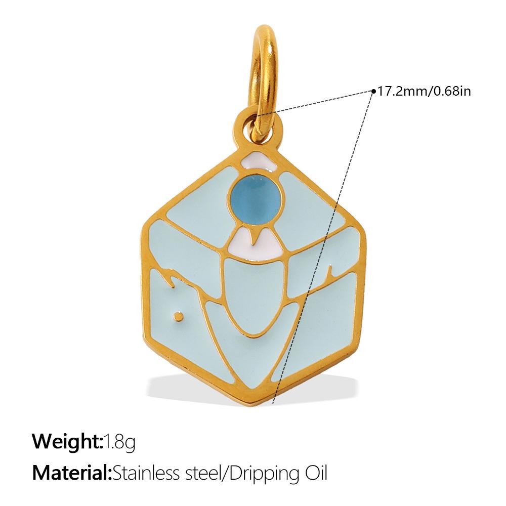 Sun, Moon, and Stars Geometric Oil Drip Pendant