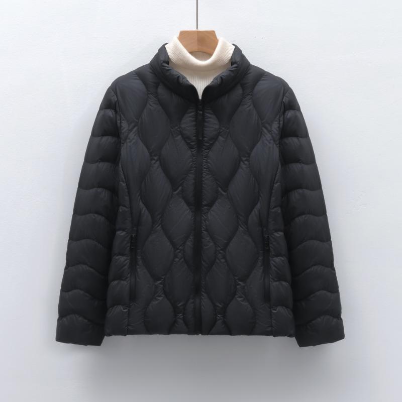 90 fleece new national standard women's clothing autumn and winter new light down jacket wavy pattern women's stand-up collar jacket