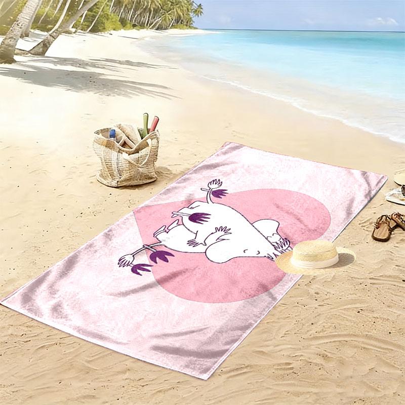 Moomin Art Print Beach Towel, Large Soft Quick Dry Towel for Beach Camping Swimming