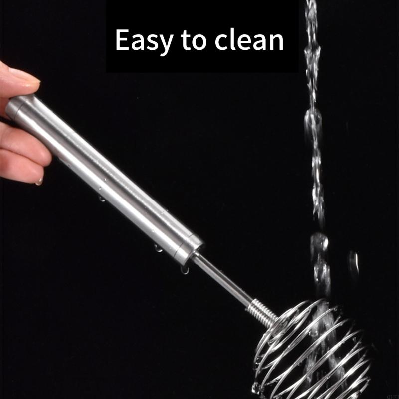 Stainless Steel Spring Whisk Handheld Butter Eggs Mixer Hand Push Stir Blenders with Long Handle Milk Frother Enduring