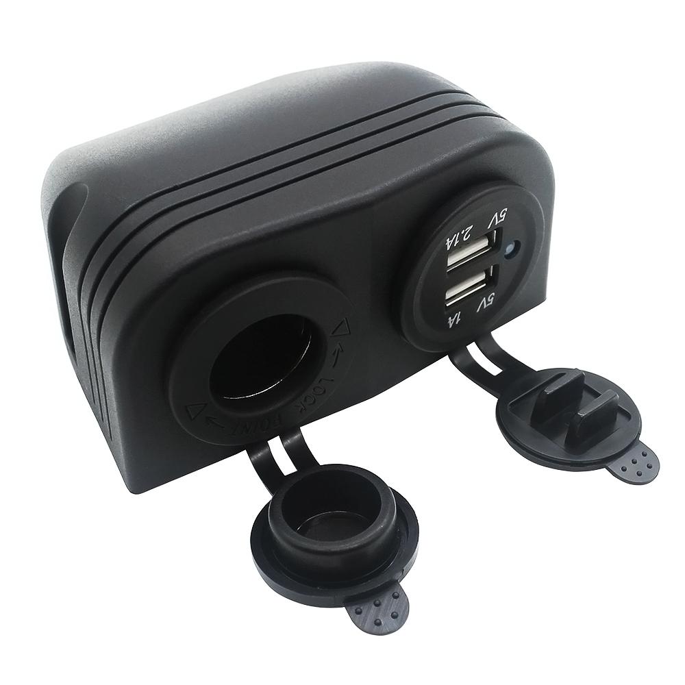 Dubbel Bilströmuttag Fördelare 12V USB-laddare Strömadapter Uttag