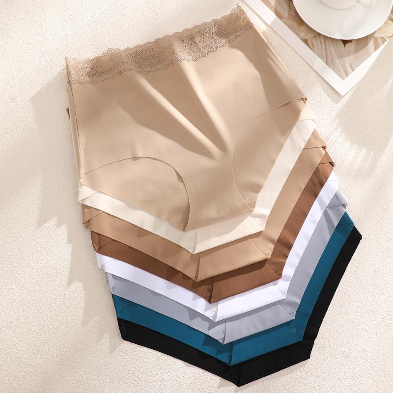 1pcs Women's High Waisted Plus Size Lace Waist Seamless Underwear, Fully Covered Hip Hugging Breathable Underwear, High-quality Comfortable Underwear