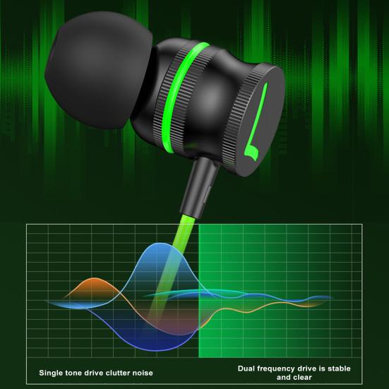 3.5MM In-ear Earbuds with Noise-canceling Mic Dynamic Sound Heavy Brass Wired Gaming Earphones for Phones